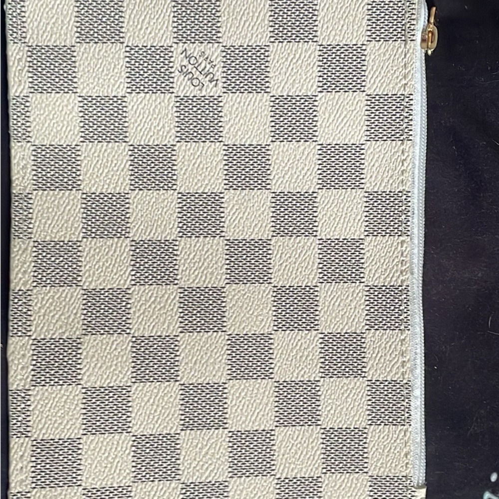 Louis Vuitton White and Gray Clutch with Distinctive Checkered Pattern